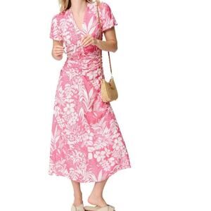 J Mclaughlin Fernanda Dress Womens Size 6 Pink White Floral Boho Preppy